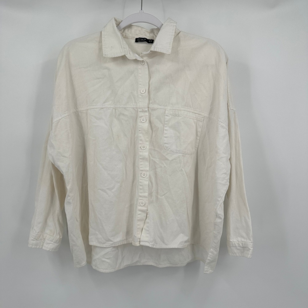 Cotton On Womens Minimalist Button Shirt Size‎ M Oversized Casual Neutral Cotton